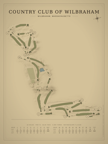 Country Club of Wilbraham Course Map poster