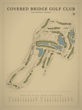 Covered Bridge Golf Club course map poster, Vintage style, 12×16 / 18×24