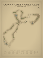 Cowan Creek Golf Club course map poster, Vintage style, 12×16 / 18×24