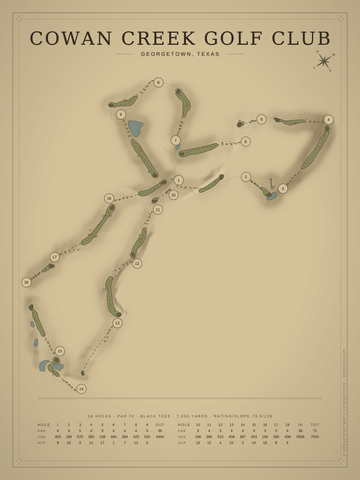 Cowan Creek Golf Club Course Map poster