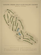 Coyote Creek Golf Club Valley Course map poster, Vintage style, 12×16 / 18×24