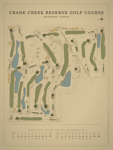 Crane Creek Reserve Golf Course Map poster