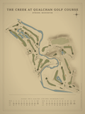 The Creek at Qualchan Golf Course map poster, Vintage style, 12×16 / 18×24