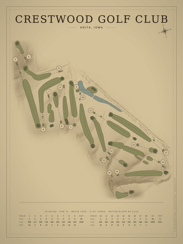 Crestwood Golf Club Course Map poster
