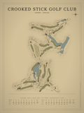 Crooked Stick Golf Club course map poster, Vintage style, 12×16 / 18×24