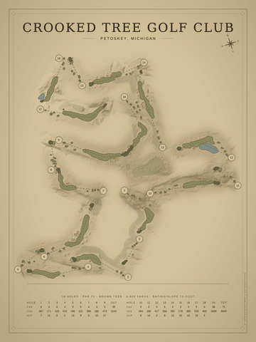 Crooked Tree Golf Club Course Map poster