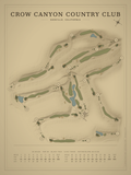 Crow Canyon Country Club course map poster, Vintage style, 12×16 / 18×24