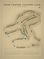 Crow Canyon Country Club course map poster, Vintage style, 12×16 / 18×24