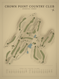 Crown Point Country Club course map poster, Vintage style, 12×16 / 18×24