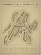 Crown Point Country Club course map poster, Vintage style, 12×16 / 18×24