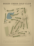 Bogey Creek Golf Club course map poster, Vintage style, 12×16 / 18×24