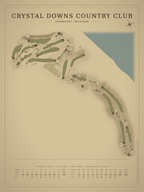 Crystal Downs Country Club course map poster, Vintage style, 12×16 / 18×24
