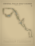 Crystal Falls Golf Course map poster, Vintage style, 12×16 / 18×24