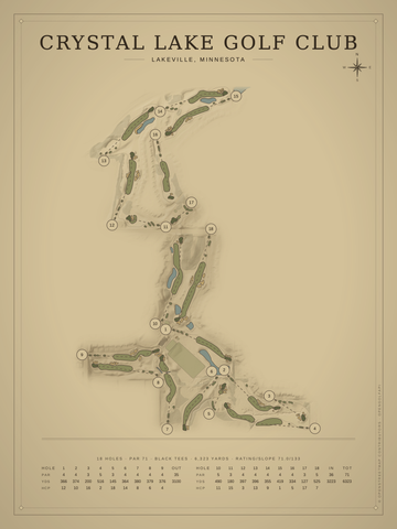 Crystal Lake Golf Club Course Map poster
