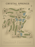 Crystal Springs course map poster, Vintage style, 12×16 / 18×24