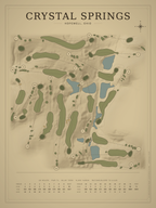 Crystal Springs course map poster, Vintage style, 12×16 / 18×24