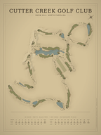 Cutter Creek Golf Club course map poster, Vintage style, 12×16 / 18×24