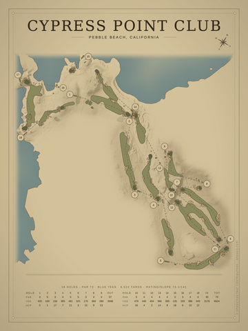 Cypress Point Club Course Map poster