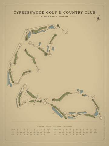 Cypresswood Golf & Country Club Course Map poster