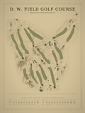 D. W. Field Golf Course map poster, Vintage style, 12×16 / 18×24