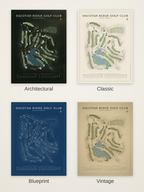 Dacotah Ridge Golf Club course map poster in four styles: Architectural, Classic, Blueprint and Vintage