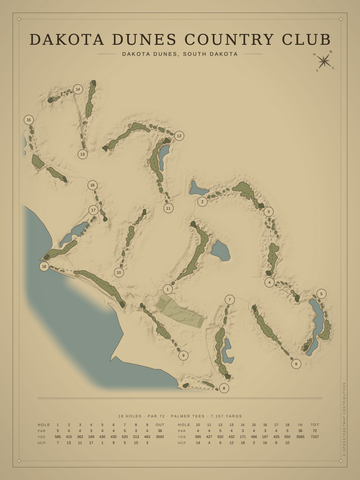 Dakota Dunes Country Club Course Map poster
