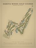 Dakota Winds Golf Course map poster, Vintage style, 12×16 / 18×24