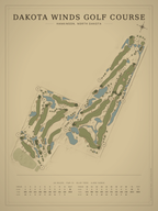 Dakota Winds Golf Course map poster, Vintage style, 12×16 / 18×24