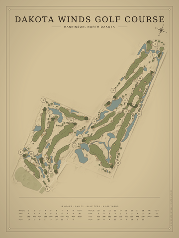 Dakota Winds Golf Course Map poster
