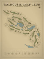 Dalhousie Golf Club course map poster, Vintage style, 12×16 / 18×24