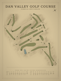 Dan Valley Golf Course map poster, Vintage style, 12×16 / 18×24