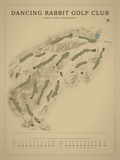 Dancing Rabbit Golf Club course map poster, Vintage style, 12×16 / 18×24