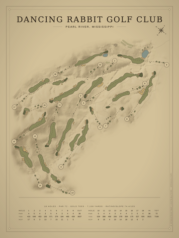 Dancing Rabbit Golf Club Course Map poster