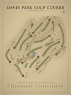 Davis Park Golf Course map poster, Vintage style, 12×16 / 18×24