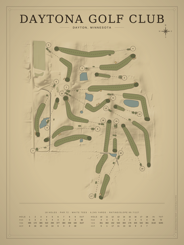 Daytona Golf Club Course Map poster