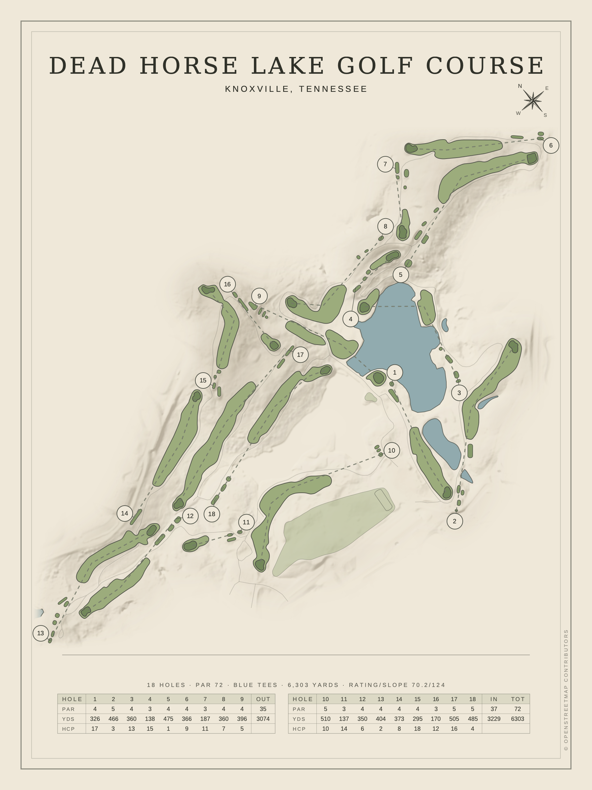 Dead Horse Lake Golf Course map poster, Classic style, 12×16 / 18×24