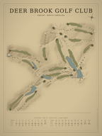 Deer Brook Golf Club course map poster, Vintage style, 12×16 / 18×24