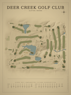 Deer Creek Golf Club course map poster, Vintage style, 12×16 / 18×24