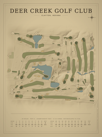 Deer Creek Golf Club Course Map poster