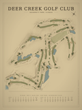 Deer Creek Golf Club (University Park) course map poster, Vintage style, 12×16 / 18×24
