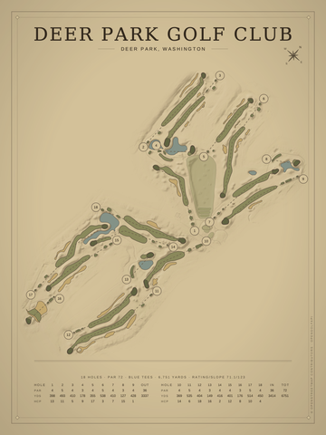 Deer Park Golf Club Course Map poster