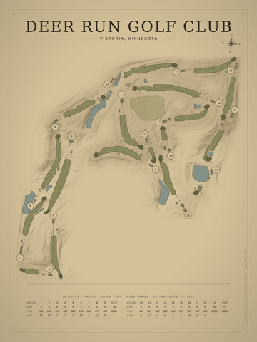 Deer Run Golf Club Course Map poster