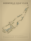 Deerfield Golf Club course map poster, Vintage style, 12×16 / 18×24