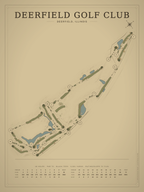 Deerfield Golf Club course map poster, Vintage style, 12×16 / 18×24