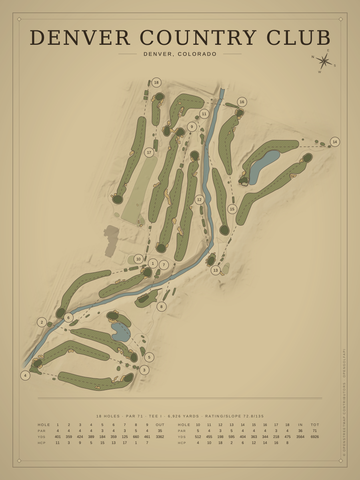 Denver Country Club Course Map poster