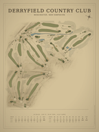 Derryfield Country Club course map poster, Vintage style, 12×16 / 18×24