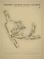 Desert Dunes Golf Course map poster, Vintage style, 12×16 / 18×24