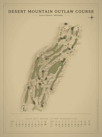 Desert Mountain Outlaw Course Map poster