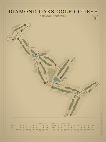 Diamond Oaks Golf Course Map poster