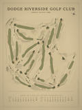 Dodge Riverside Golf Club course map poster, Vintage style, 12×16 / 18×24